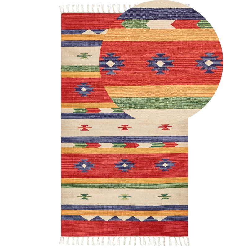 Dywan bawełniany kilim 80 x 150 cm wielokolorowy ALAPARS Dywan bawełniany kilim 80 x 150 cm wielokolorowy ALAPARS