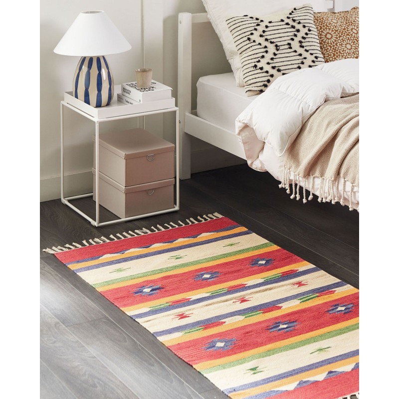 Dywan bawełniany kilim 80 x 150 cm wielokolorowy ALAPARS Dywan bawełniany kilim 80 x 150 cm wielokolorowy ALAPARS