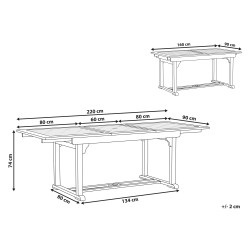 Stół ogrodowy rozkładany JAVA 160/220 cm 90 cm Drewno akacjowe Jasnobrązowy Stół ogrodowy rozkładany JAVA 160/220 cm 90 cm Drewno akacjowe Jasnobrązowy