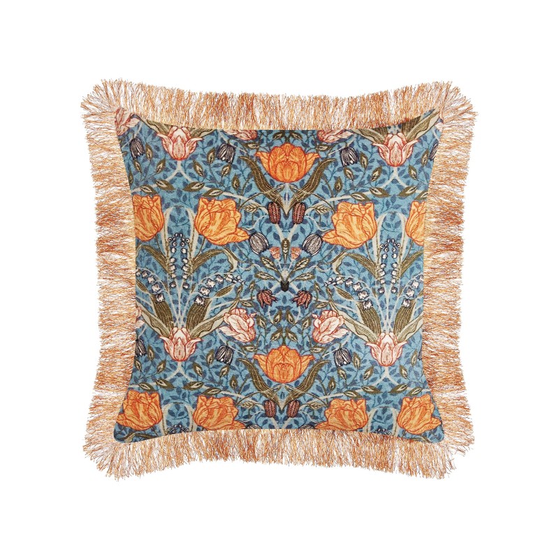 Poduszka dekoracyjna MITELLA Welur 45 x 45 cm Niebieski Wzór kwiatowy Poduszka dekoracyjna MITELLA Welur 45 x 45 cm Niebieski Wzór kwiatowy