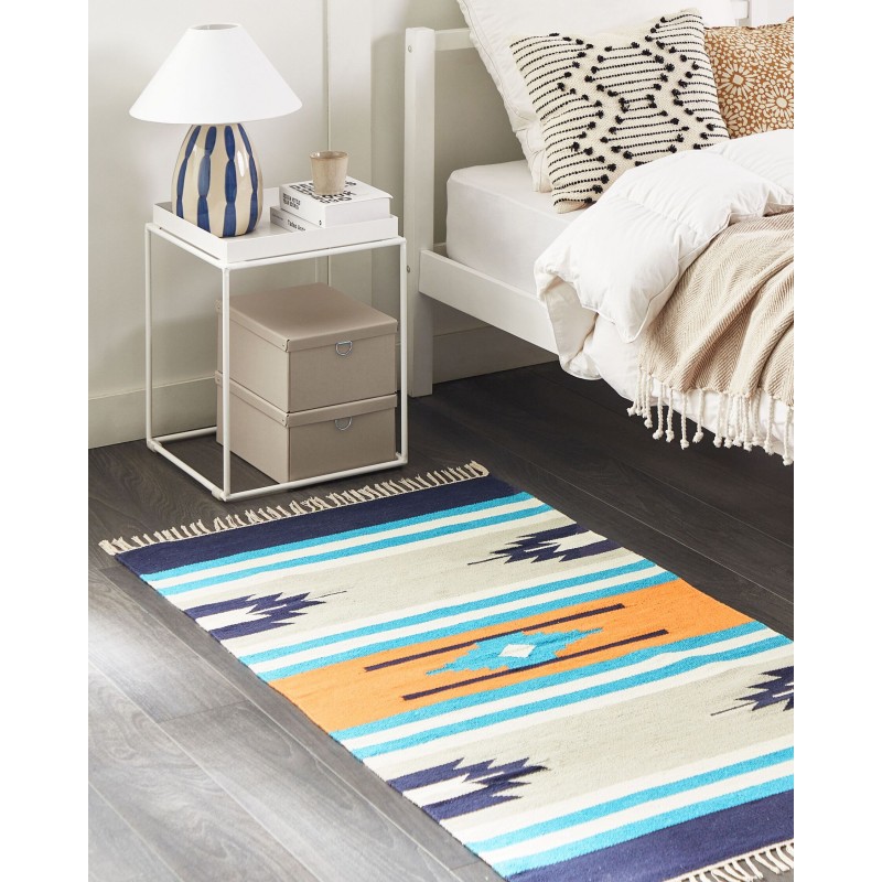 Dywan bawełniany kilim 80 x 150 cm wielokolorowy NORATUS Dywan bawełniany kilim 80 x 150 cm wielokolorowy NORATUS