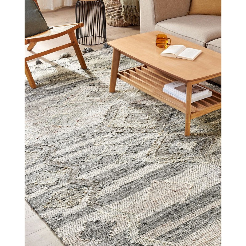 Dywan wełniany kilim 200 x 300 cm szary ARATASHEN Dywan wełniany kilim 200 x 300 cm szary ARATASHEN