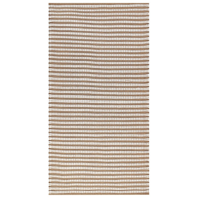 Dywan bawełniany 80 x 150 cm biały z brązowym SOFULU Dywan bawełniany 80 x 150 cm biały z brązowym SOFULU