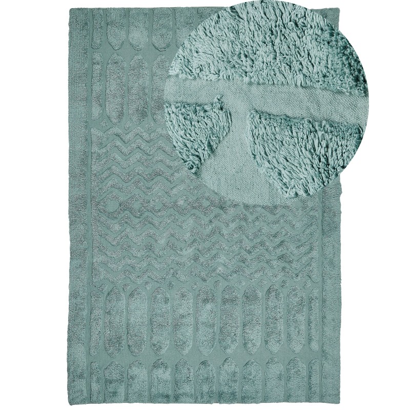 Dywan bawełniany 160 x 230 cm miętowy SIRNAK Dywan bawełniany 160 x 230 cm miętowy SIRNAK