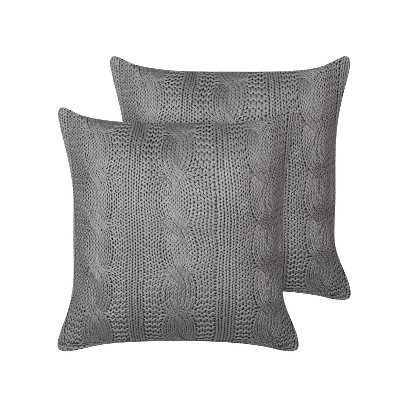 Zestaw 2 poduszek dekoracyjnych CONSTYLIS Bawełna 45 x 45 cm Ciemnoszary Jednolity Zestaw 2 poduszek dekoracyjnych CONSTYLIS Bawełna 45 x 45 cm Ciemnoszary Jednolity