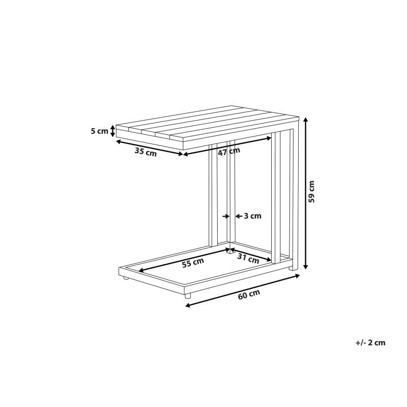 Stolik ogrodowy MESSINA 60 cm 35 cm Czarny Stolik ogrodowy MESSINA 60 cm 35 cm Czarny
