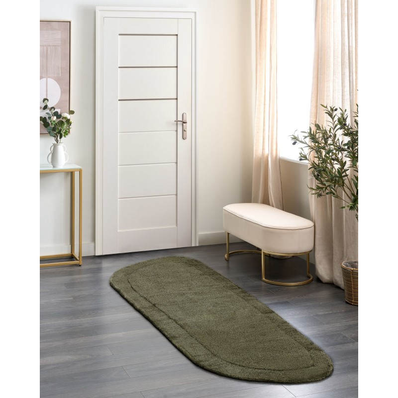 Dywan z wiskozy 80 x 250 cm ciemnozielony BERANI Dywan z wiskozy 80 x 250 cm ciemnozielony BERANI