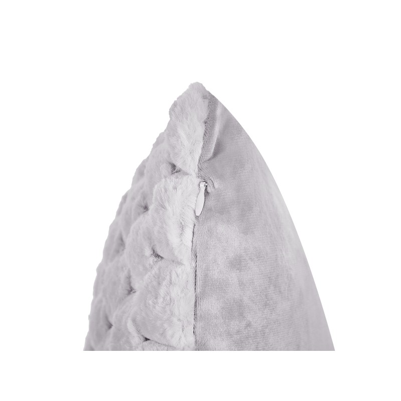 Zestaw 2 poduszek dekoracyjnych PURSLANE Sztuczne futro 43 x 43 cm Jasnoszary Wzór geometryczny Zestaw 2 poduszek dekoracyjnych PURSLANE Sztuczne futro 43 x 43 cm Jasnoszary Wzór geometryczny