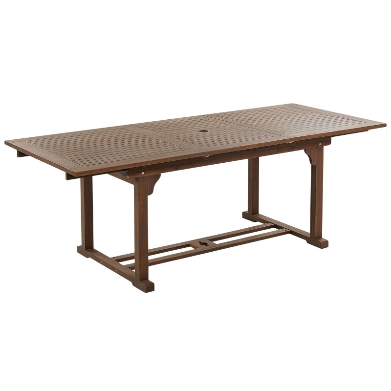 Stół ogrodowy rozkładany AMANTEA 160/220 cm 90 cm Drewno akacjowe Ciemnobrązowy Stół ogrodowy rozkładany AMANTEA 160/220 cm 90 cm Drewno akacjowe Ciemnobrązowy