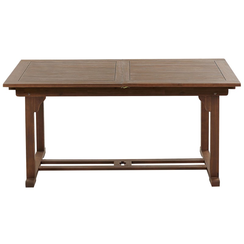 Stół ogrodowy rozkładany AMANTEA 160/220 cm 90 cm Drewno akacjowe Ciemnobrązowy Stół ogrodowy rozkładany AMANTEA 160/220 cm 90 cm Drewno akacjowe Ciemnobrązowy