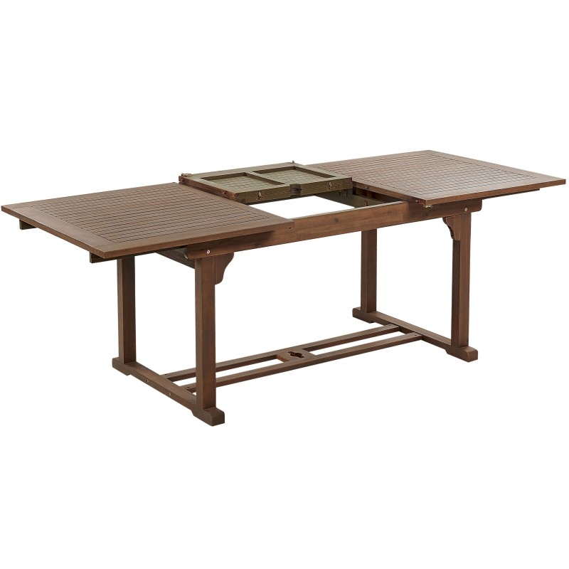 Stół ogrodowy rozkładany AMANTEA 160/220 cm 90 cm Drewno akacjowe Ciemnobrązowy Stół ogrodowy rozkładany AMANTEA 160/220 cm 90 cm Drewno akacjowe Ciemnobrązowy