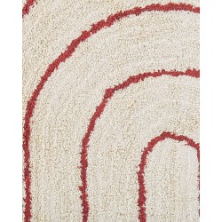 Dywan bawełniany 80 x 150 cm beżowo-czerwony TIRUPATI Dywan bawełniany 80 x 150 cm beżowo-czerwony TIRUPATI