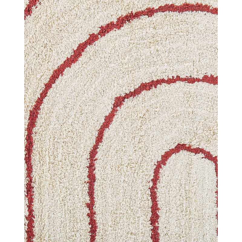 Dywan bawełniany 80 x 150 cm beżowo-czerwony TIRUPATI Dywan bawełniany 80 x 150 cm beżowo-czerwony TIRUPATI