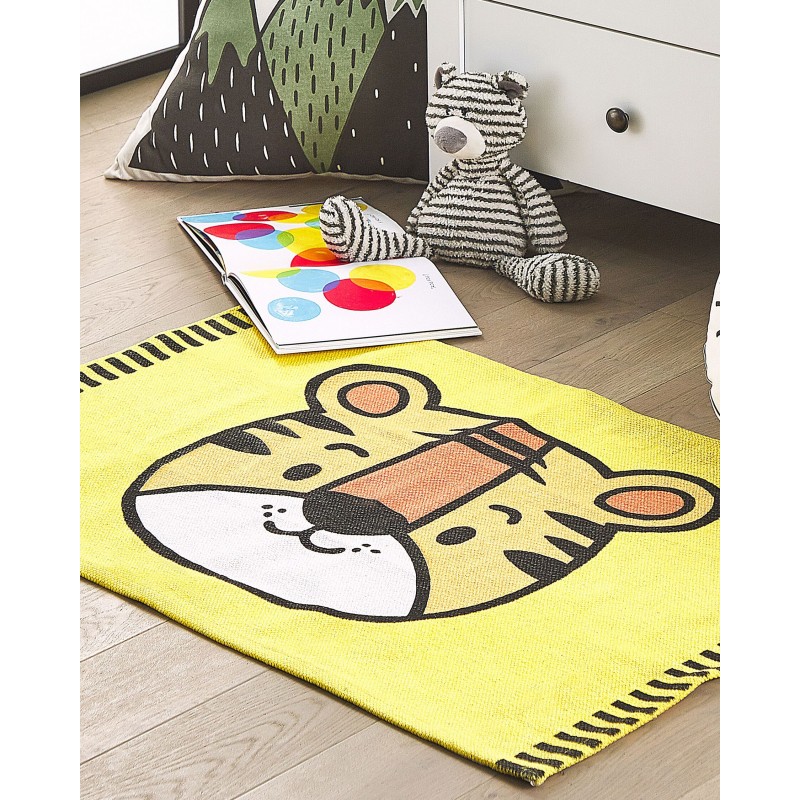 Dywan dziecięcy bawełniany motyw tygrysa 60 x 90 cm żółty RANCHI Dywan dziecięcy bawełniany motyw tygrysa 60 x 90 cm żółty RANCHI