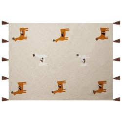 Koc KHANDWA Bawełna 130 x 180 cm Beżowy Koc KHANDWA Bawełna 130 x 180 cm Beżowy