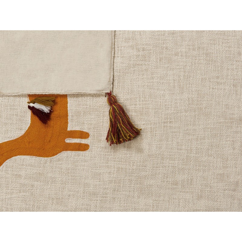 Koc KHANDWA Bawełna 130 x 180 cm Beżowy Koc KHANDWA Bawełna 130 x 180 cm Beżowy