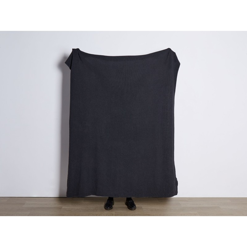 Koc ASAKA Bawełna 130 x 180 cm Ciemnoszary Koc ASAKA Bawełna 130 x 180 cm Ciemnoszary