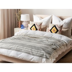 Koc PANVEL Bawełna 130 x 180 cm Biały Koc PANVEL Bawełna 130 x 180 cm Biały