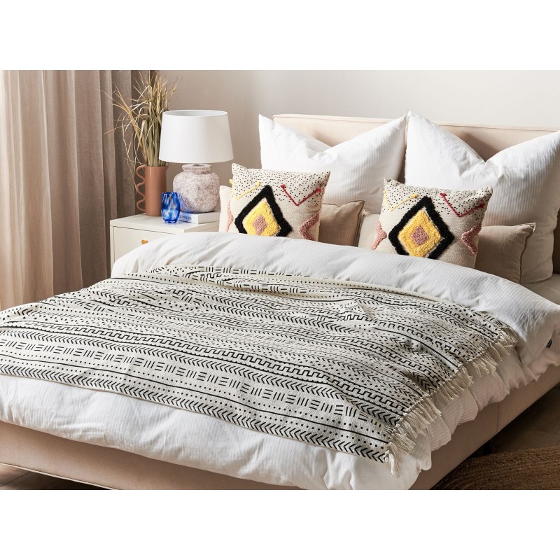 Koc PANVEL Bawełna 130 x 180 cm Biały Koc PANVEL Bawełna 130 x 180 cm Biały