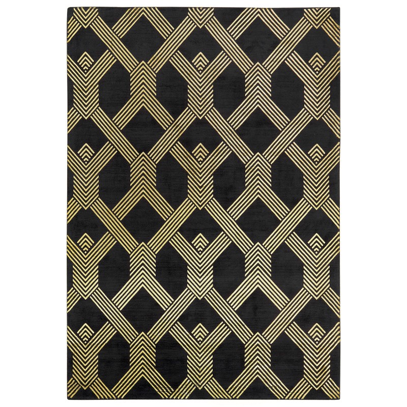 Dywan z wiskozy 160 x 230 cm czarny VEKSE Dywan z wiskozy 160 x 230 cm czarny VEKSE