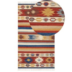 Dywan wełniany kilim 80 x 150 cm wielokolorowy JRARAT