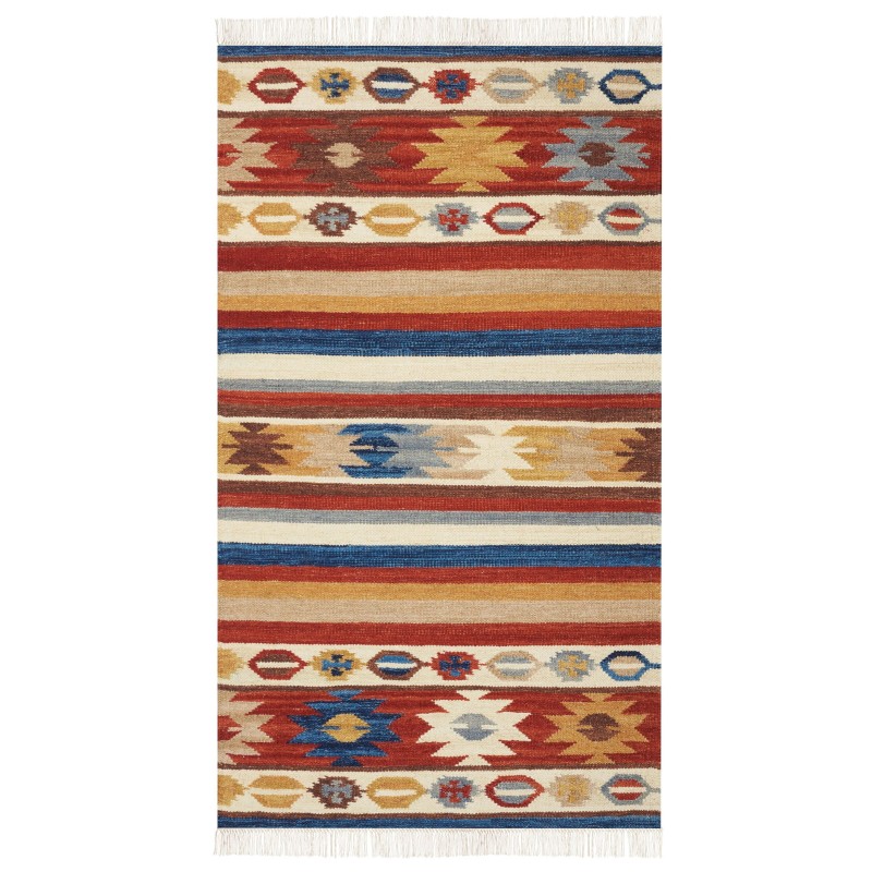Dywan wełniany kilim 80 x 150 cm wielokolorowy JRARAT Dywan wełniany kilim 80 x 150 cm wielokolorowy JRARAT