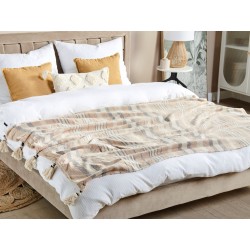 Koc YARSELI Bawełna 130 x 170 cm Beżowy Koc YARSELI Bawełna 130 x 170 cm Beżowy