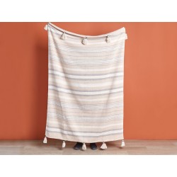 Koc YARSELI Bawełna 130 x 170 cm Beżowy Koc YARSELI Bawełna 130 x 170 cm Beżowy