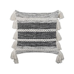 Zestaw 2 poduszek dekoracyjnych ROCHEA Bawełna 45 x 45 cm Czarny W paski Zestaw 2 poduszek dekoracyjnych ROCHEA Bawełna 45 x 45 cm Czarny W paski
