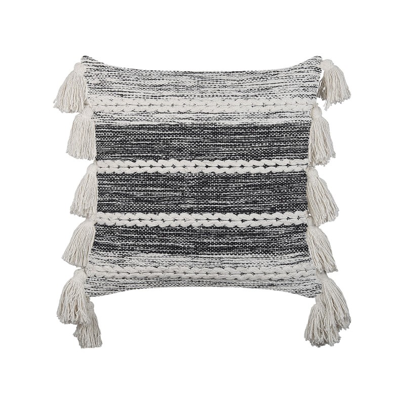Zestaw 2 poduszek dekoracyjnych ROCHEA Bawełna 45 x 45 cm Czarny W paski Zestaw 2 poduszek dekoracyjnych ROCHEA Bawełna 45 x 45 cm Czarny W paski