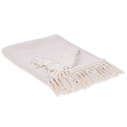 Koc YARSA Bawełna 125 x 150 cm Beżowy Koc YARSA Bawełna 125 x 150 cm Beżowy