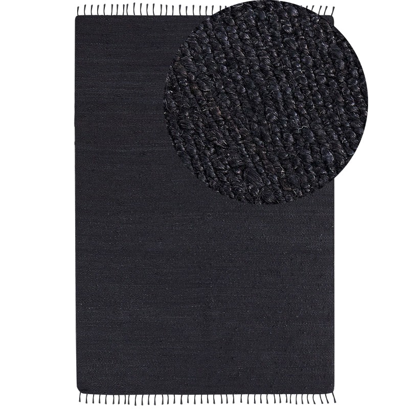 Dywan z juty 160 x 230 cm czarny SINANKOY Dywan z juty 160 x 230 cm czarny SINANKOY