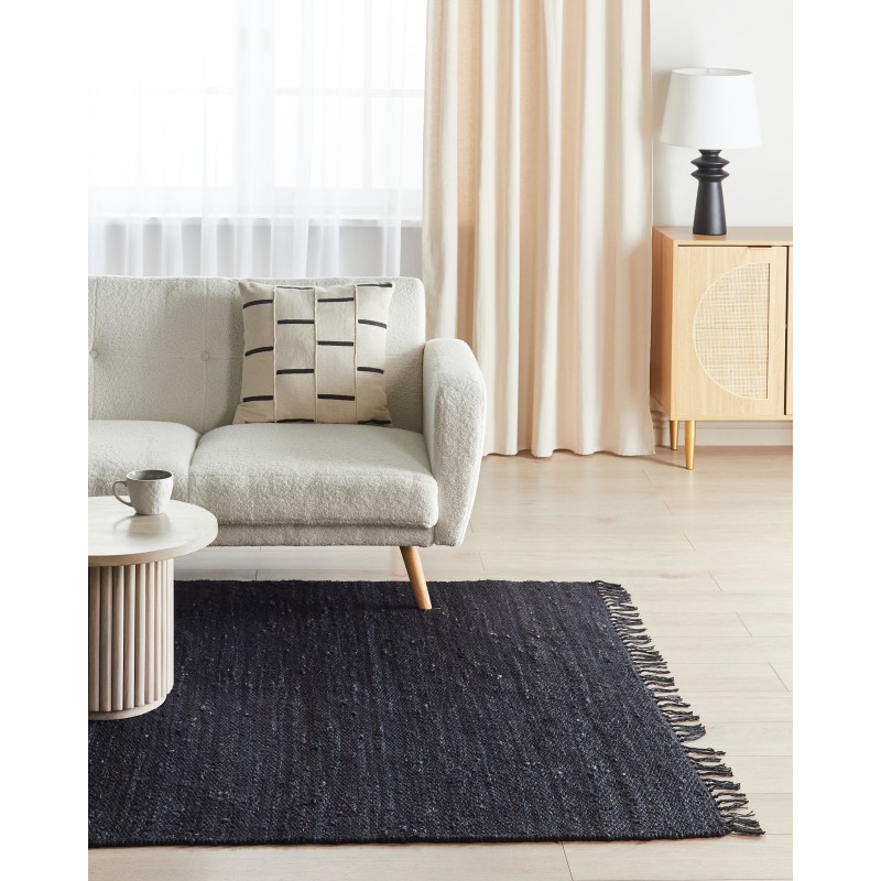 Dywan z juty 160 x 230 cm czarny SINANKOY Dywan z juty 160 x 230 cm czarny SINANKOY