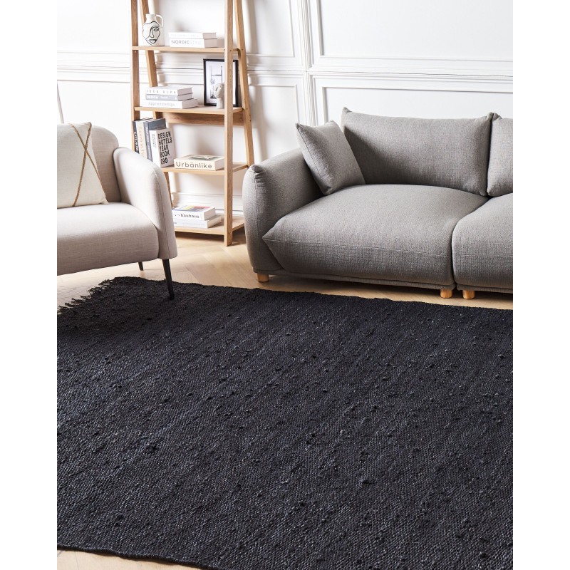 Dywan z juty 160 x 230 cm czarny SINANKOY Dywan z juty 160 x 230 cm czarny SINANKOY