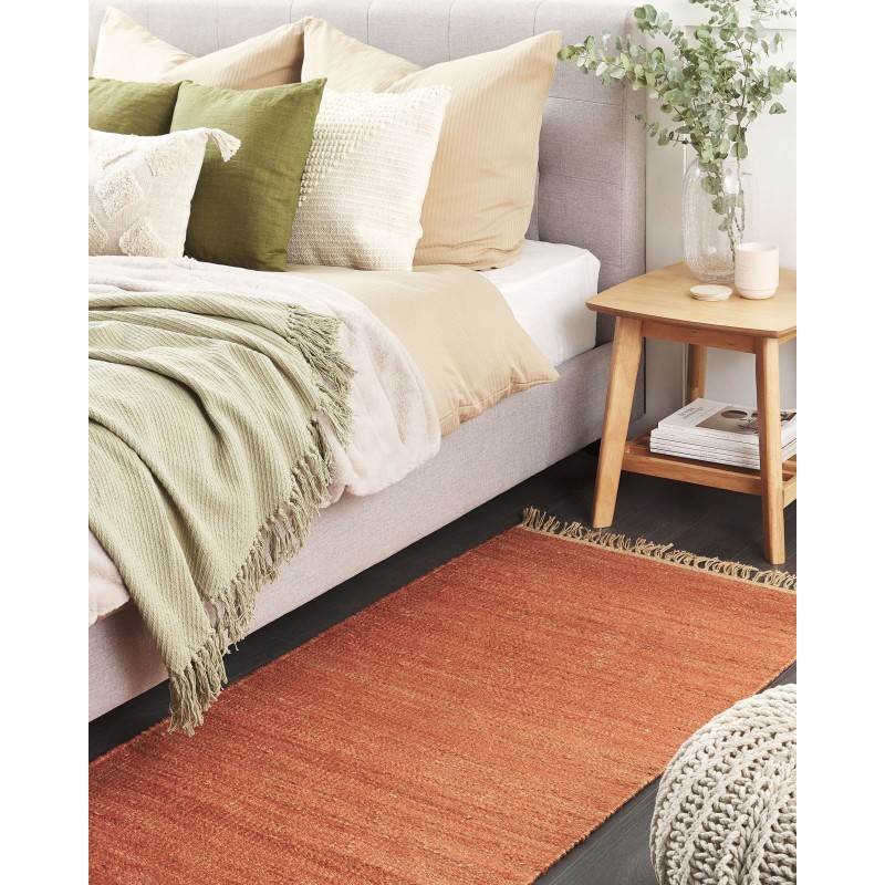 Dywan z juty 80 x 150 cm czerwony LUNIA Dywan z juty 80 x 150 cm czerwony LUNIA