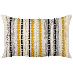 Zestaw 2 poduszek dekoracyjnych ARDISIA Bawełna 40 x 60 cm Jasnobeżowy W paski Zestaw 2 poduszek dekoracyjnych ARDISIA Bawełna 40 x 60 cm Jasnobeżowy W paski
