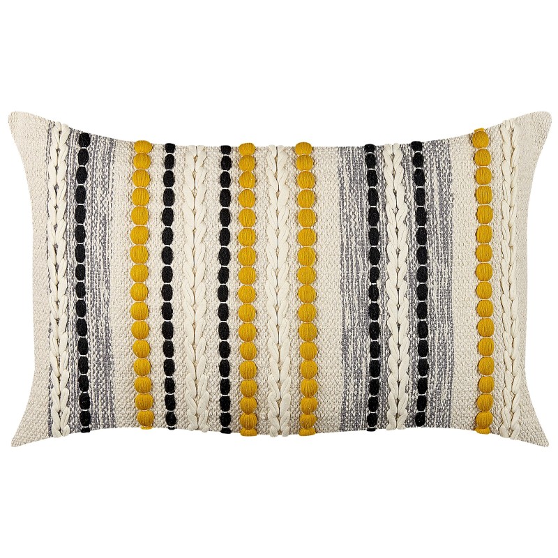 Zestaw 2 poduszek dekoracyjnych ARDISIA Bawełna 40 x 60 cm Jasnobeżowy W paski Zestaw 2 poduszek dekoracyjnych ARDISIA Bawełna 40 x 60 cm Jasnobeżowy W paski