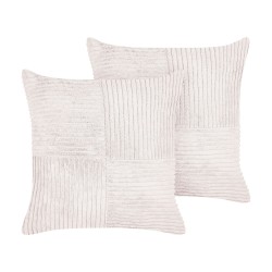 Zestaw 2 poduszek dekoracyjnych MILLET Sztruks 43 x 43 cm Złamana biel Wzór geometryczny
