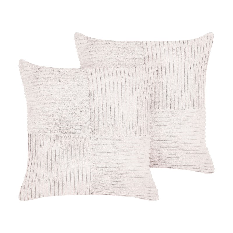 Zestaw 2 poduszek dekoracyjnych MILLET Sztruks 43 x 43 cm Złamana biel Wzór geometryczny Zestaw 2 poduszek dekoracyjnych MILLET Sztruks 43 x 43 cm Złamana biel Wzór geometryczny