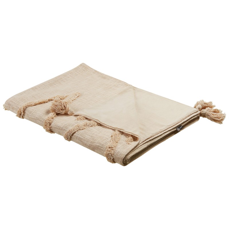 Koc MORBI Bawełna 130 x 180 cm Beżowy Koc MORBI Bawełna 130 x 180 cm Beżowy