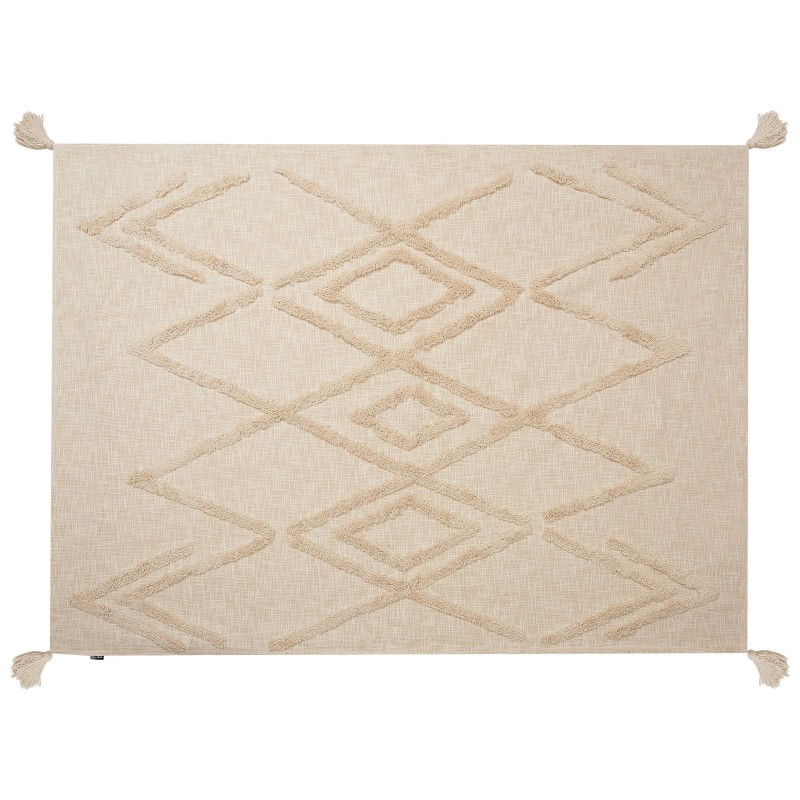 Koc MORBI Bawełna 130 x 180 cm Beżowy Koc MORBI Bawełna 130 x 180 cm Beżowy