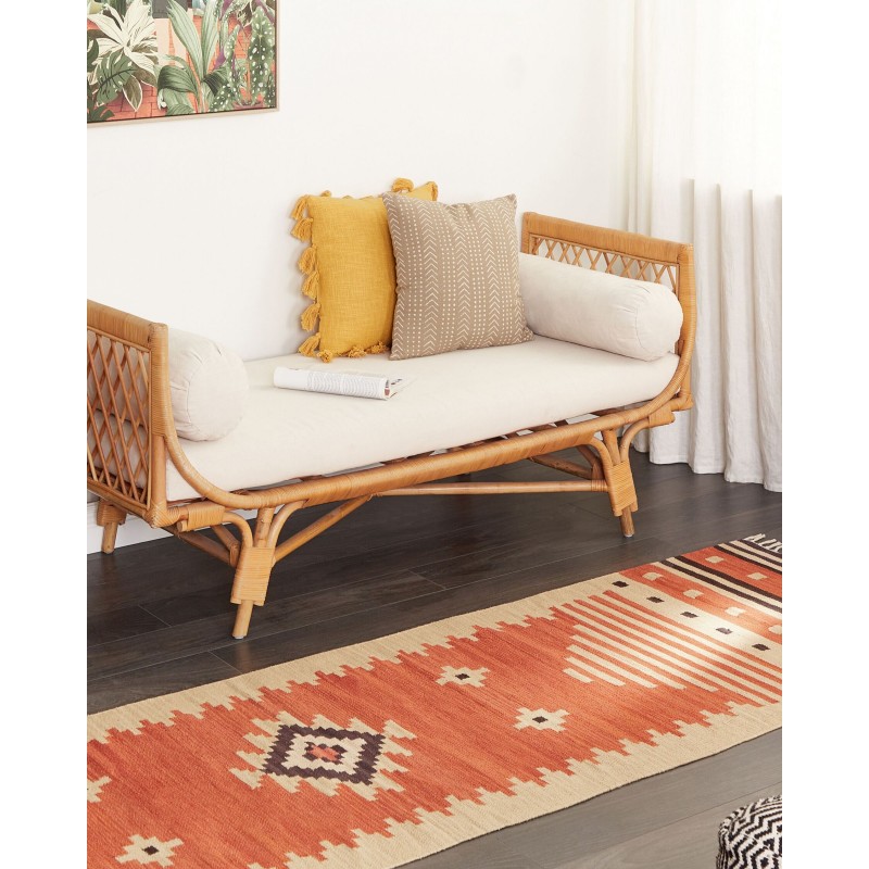 Dywan bawełniany kilim 80 x 300 cm pomarańczowy GAVAR Dywan bawełniany kilim 80 x 300 cm pomarańczowy GAVAR