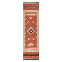 Dywan bawełniany kilim 80 x 300 cm pomarańczowy GAVAR Dywan bawełniany kilim 80 x 300 cm pomarańczowy GAVAR