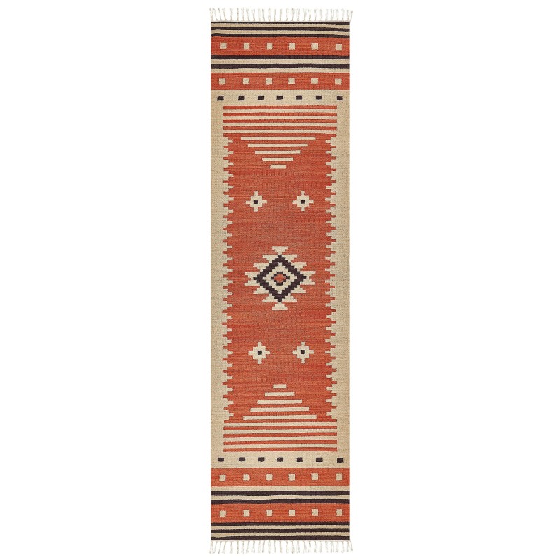Dywan bawełniany kilim 80 x 300 cm pomarańczowy GAVAR Dywan bawełniany kilim 80 x 300 cm pomarańczowy GAVAR