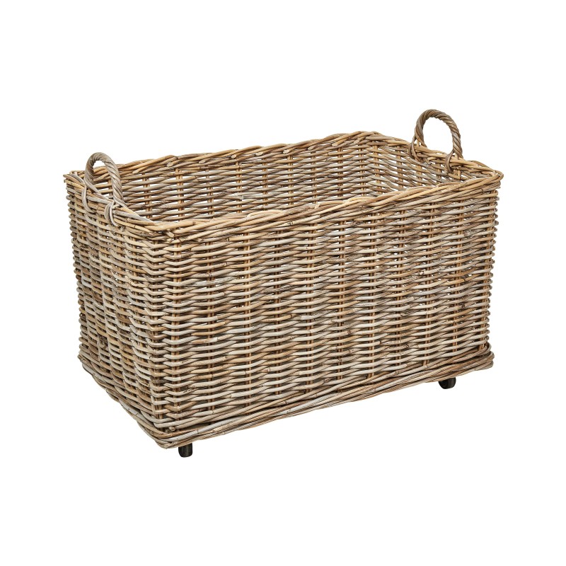 Zestaw 2 koszy KITIM Z kółkami Rattan Naturalny Zestaw 2 koszy KITIM Z kółkami Rattan Naturalny