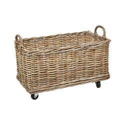 Zestaw 2 koszy KITIM Z kółkami Rattan Naturalny Zestaw 2 koszy KITIM Z kółkami Rattan Naturalny