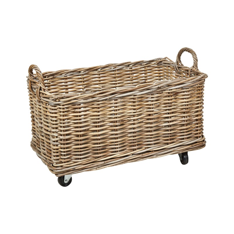 Zestaw 2 koszy KITIM Z kółkami Rattan Naturalny Zestaw 2 koszy KITIM Z kółkami Rattan Naturalny