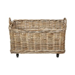 Zestaw 2 koszy KITIM Z kółkami Rattan Naturalny Zestaw 2 koszy KITIM Z kółkami Rattan Naturalny