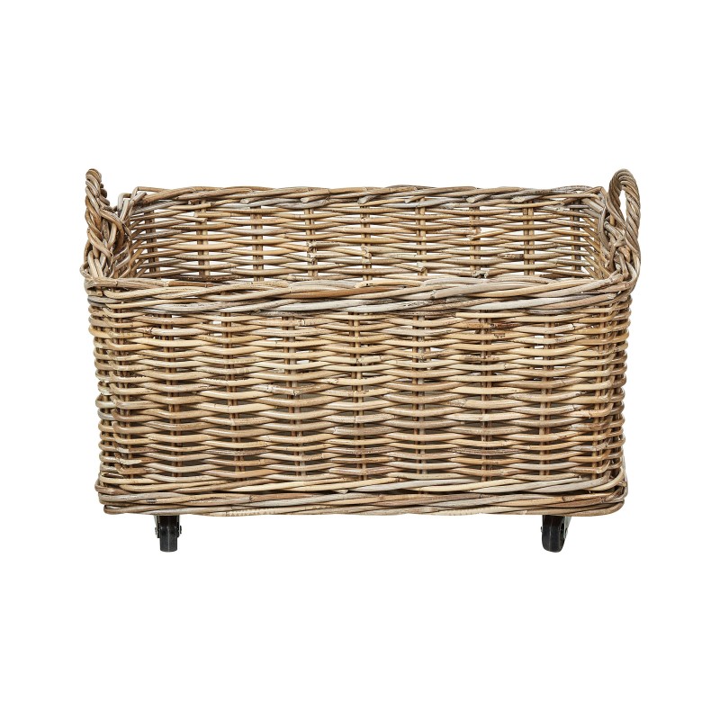 Zestaw 2 koszy KITIM Z kółkami Rattan Naturalny Zestaw 2 koszy KITIM Z kółkami Rattan Naturalny
