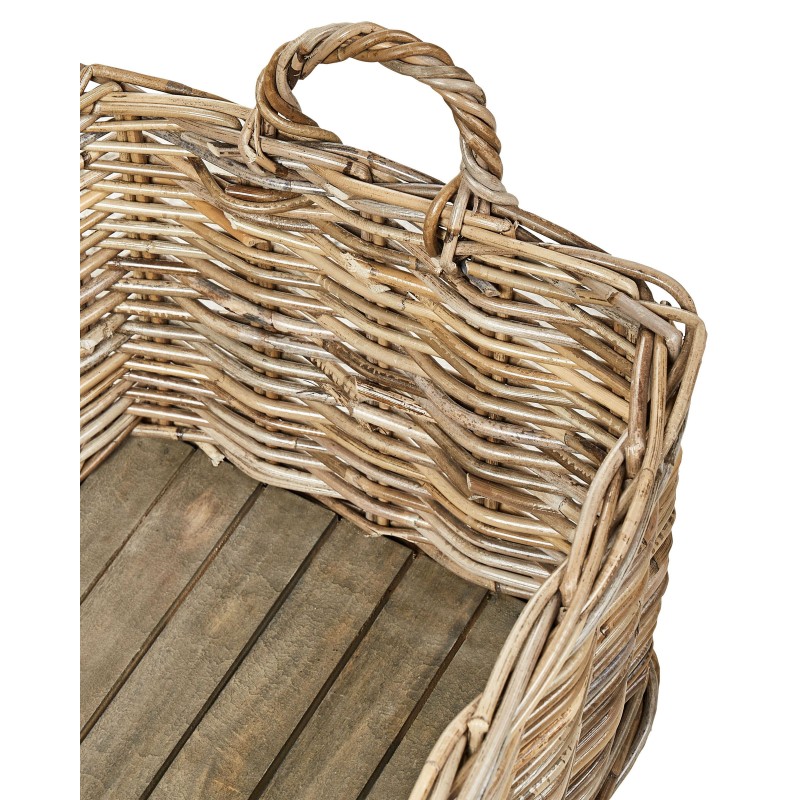 Zestaw 2 koszy KITIM Z kółkami Rattan Naturalny Zestaw 2 koszy KITIM Z kółkami Rattan Naturalny